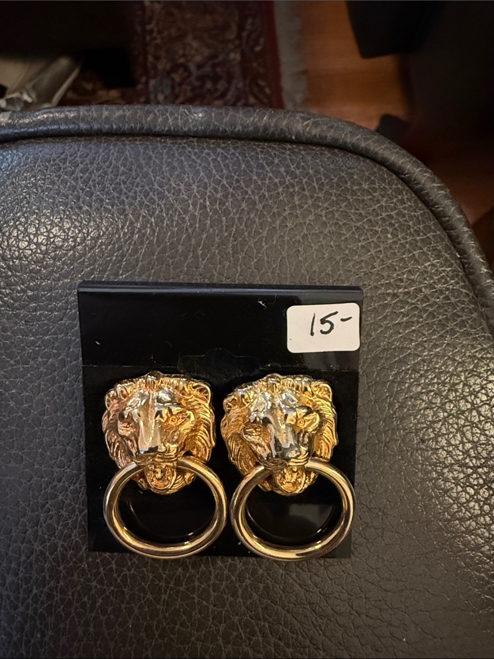 Vintage Gold Lion Head Hoop Earrings